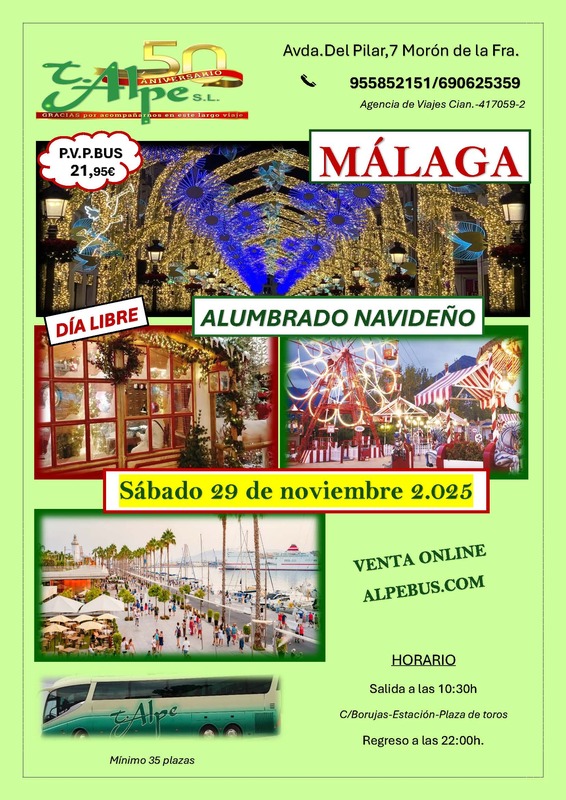 Alumbrado de Navidad en Málaga. Sábado 29 de noviembre de 2025 - 1er BUS