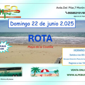 Rota - Cádiz. Domingo 22 junio 2025 - 1er BUS