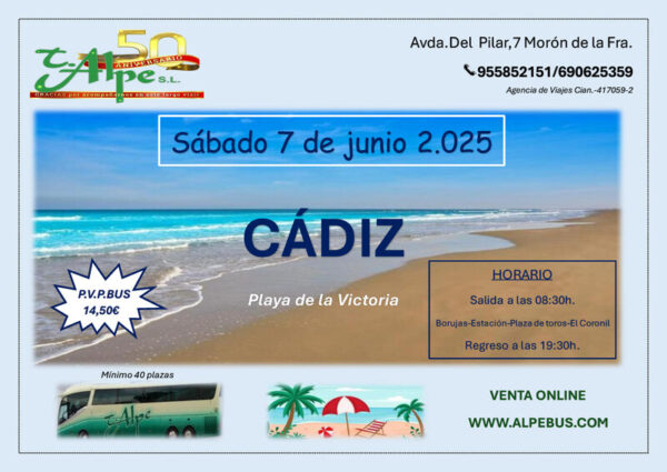 Playa la Victoria - Cádiz. Sábado 7 junio 2025 - 1er BUS