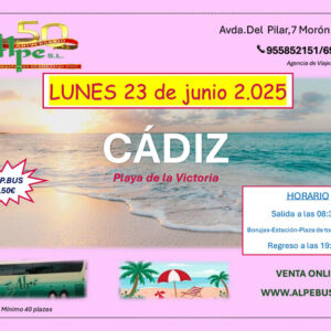 Playa la Victoria - Cádiz. Lunes 23 junio 2025 - 1er BUS