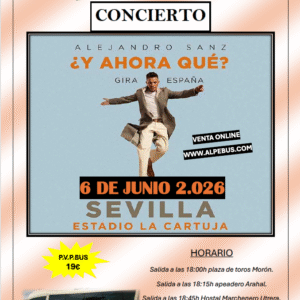 Concierto de Alejandro Sanz en Sevilla. Sábado 6 de junio de 2026 - 1er BUS