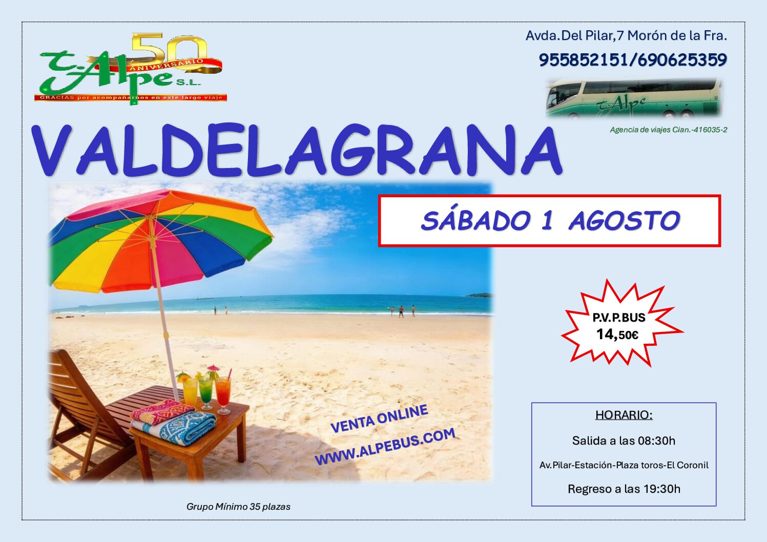 Valdelagrana - Cádiz. Sábado 1 agosto 2026 - 2do BUS