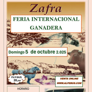 Feria Ganadera de Zafra - Badajoz. Domingo 5 de octubre de 2025 - 1er BUS