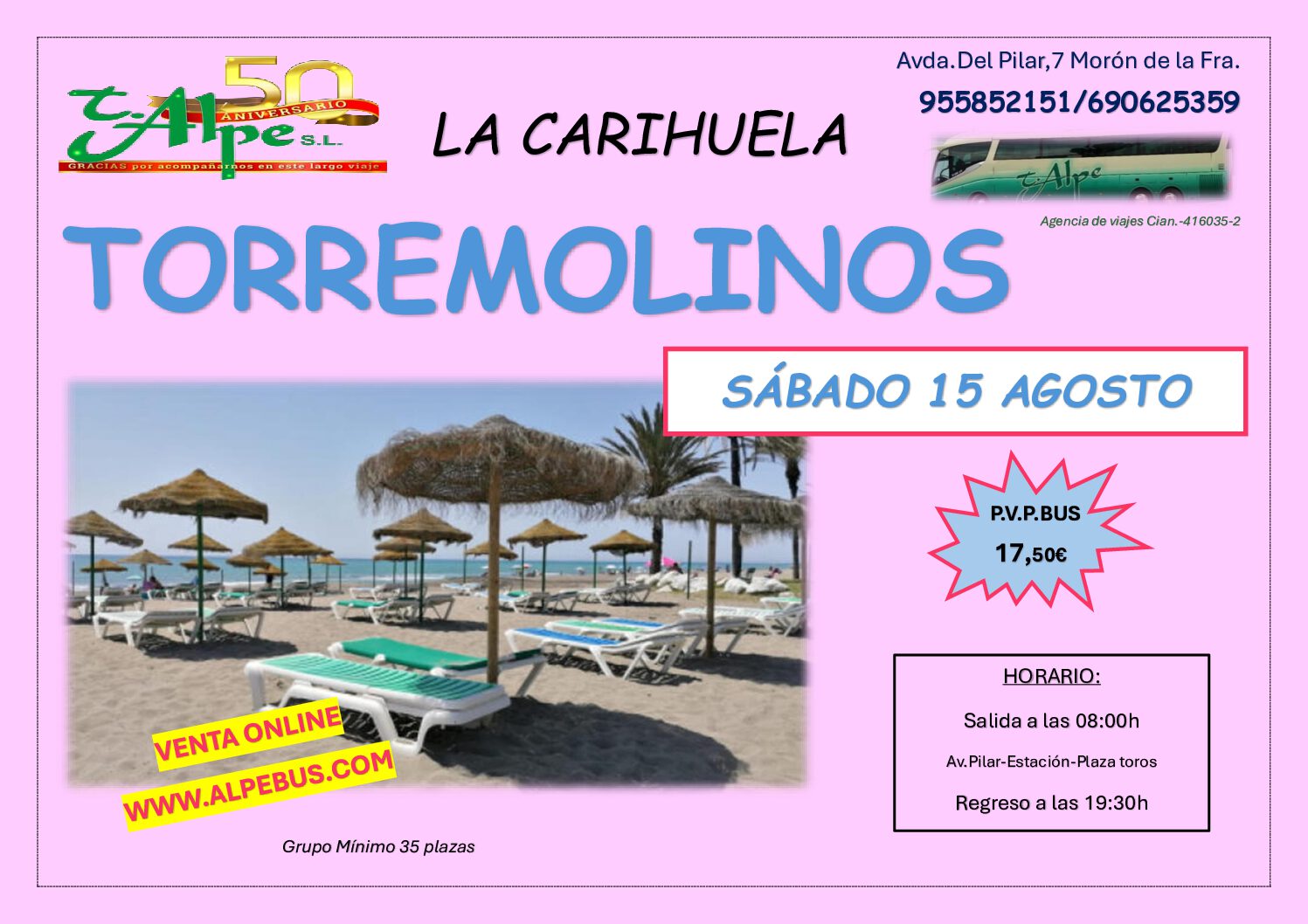 Torremolinos - Málaga. Sábado 15 agosto 2026 - 1er BUS