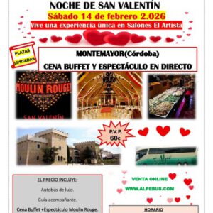 Espectáculo y cena buffet en Montemayor - Córdoba. Sábado 14 de febrero de 2026 - 1er BUS
