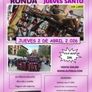 Jueves Santo en Ronda - Málaga. Jueves 2 de abril de 2026 - 1er BUS