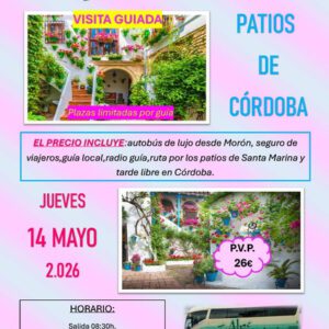 Visita Guiada a los Patios de Córdoba. Jueves 14 de mayo de 2026 - 1er BUS