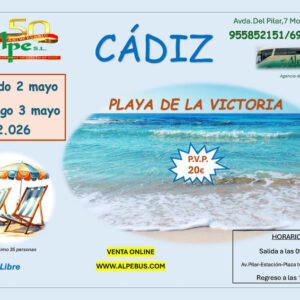 Playa de la Victoria - Cádiz. Sábado 2 de mayo de 2026 - 1er BUS