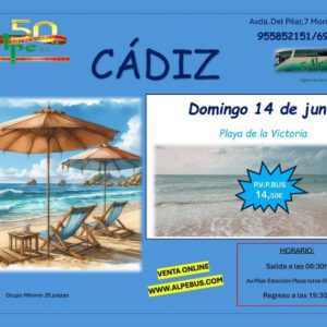 Playa la Victoria - Cádiz. Domingo 14 junio 2026 - 1er BUS