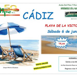 Playa la Victoria - Cádiz. Sábado 6 junio 2026 - 1er BUS