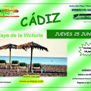 Playa la Victoria - Cádiz. Jueves 25 junio 2026 - 1er BUS