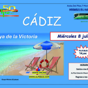 Playa la Victoria - Cádiz. Miércoles 8 julio 2026 - 1er BUS