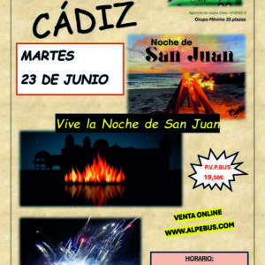 La Noche de San Juan - Cádiz. Martes 23 de junio de 2026 - 1er BUS