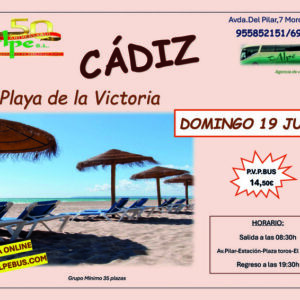 Playa la Victoria - Cádiz. Domingo 19 julio 2026 - 1er BUS