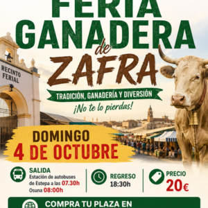 Feria ganadera de Zafra - Badajoz. Domingo 4 de octubre de 2026 - 1er BUS