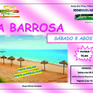 Playa la Barrosa - Chiclana - Cádiz. Sábado 8 agosto 2026 - 1er BUS