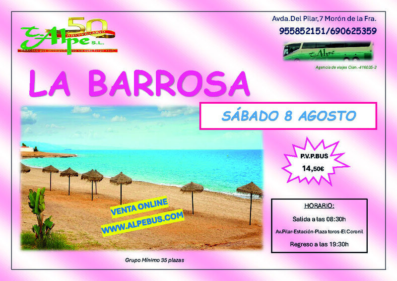 Playa la Barrosa - Chiclana - Cádiz. Sábado 8 agosto 2026 - 1er BUS