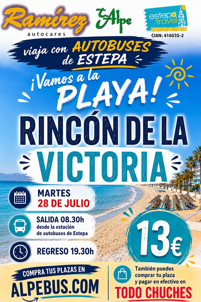 Rincón de la Victoria - Málaga. Martes 28 julio 2026 - 1er BUS