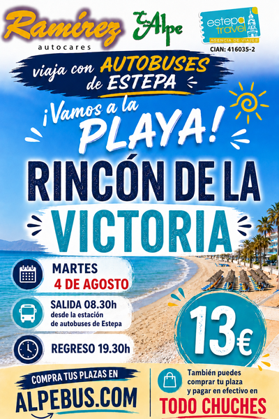 Rincón de la Victoria - Málaga. Martes 4 agosto 2026 - 1er BUS