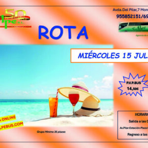 Rota - Cádiz. Miércoles 15 julio 2026 - 1er BUS