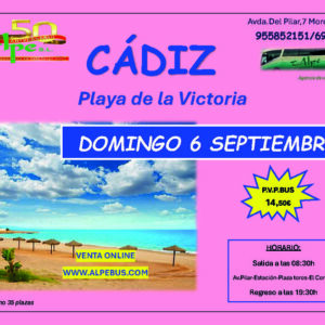 Playa la Victoria - Cádiz. Domingo 6 septiembre 2026 - 1er BUS