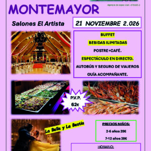 Comida y espectáculo en directo Montemayor - Córdoba. Sábado 21 de noviembre de 2026 - 1er BUS