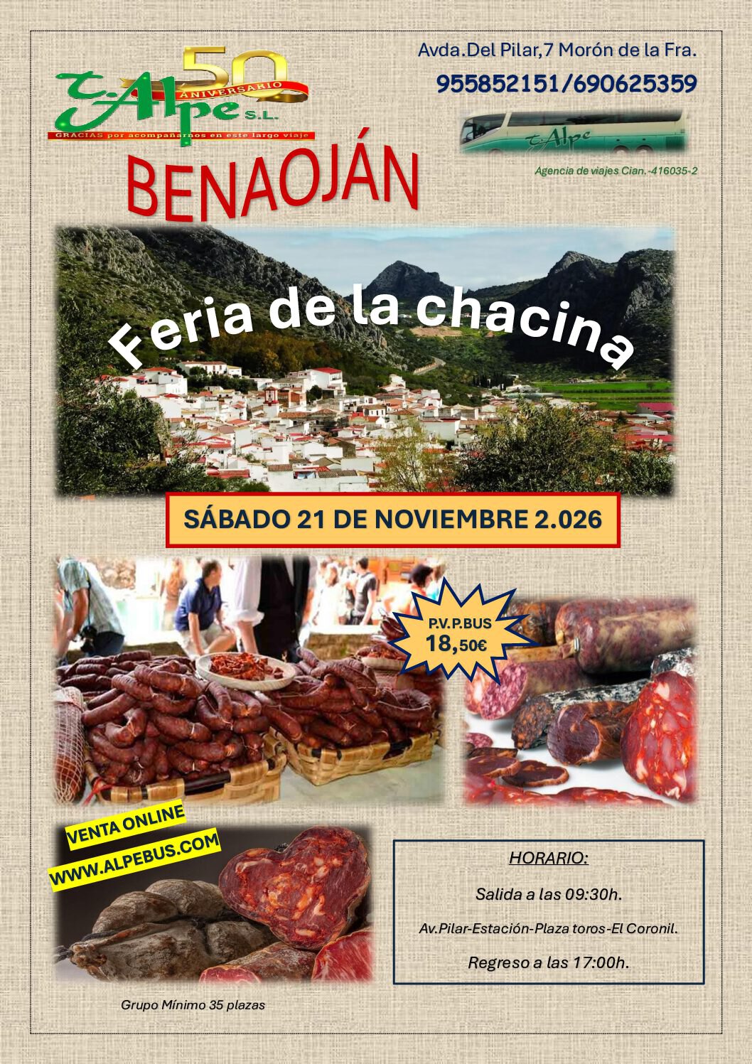 Benaoján – Feria de la Chacina · 21 noviembre 2026 - cartel del viaje
