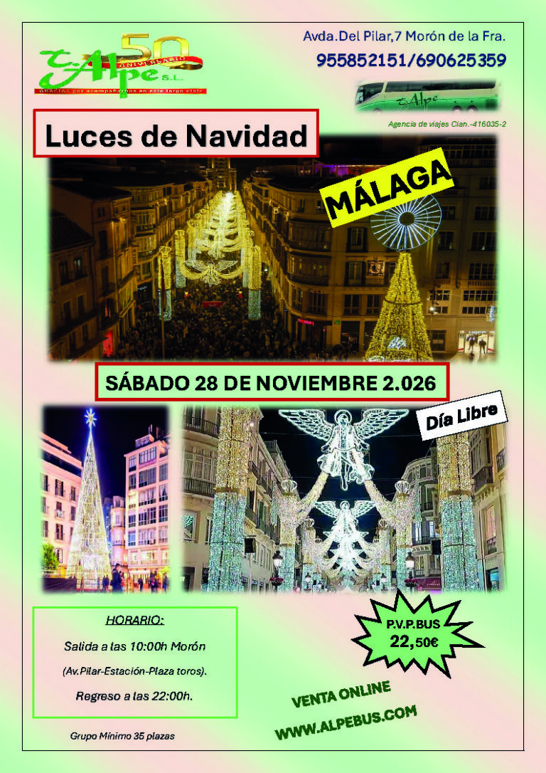 Málaga – Alumbrado de Navidad · Sábado 28 de noviembre de 2026