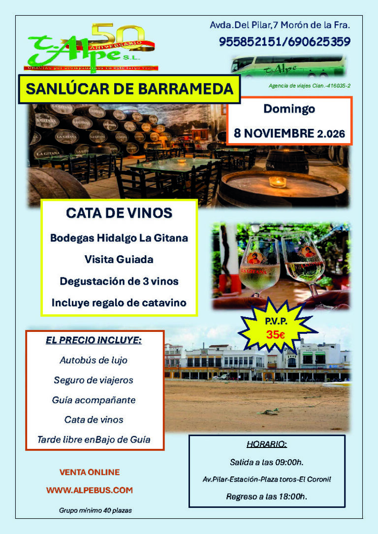 Sanlúcar de Barrameda – Bodegas Hidalgo La Gitana · Domingo 8 de noviembre de 2026